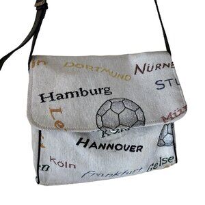 Vintage SANDER Cloth Soccer Theme Unisex Sling Bag Hamburg International Purse